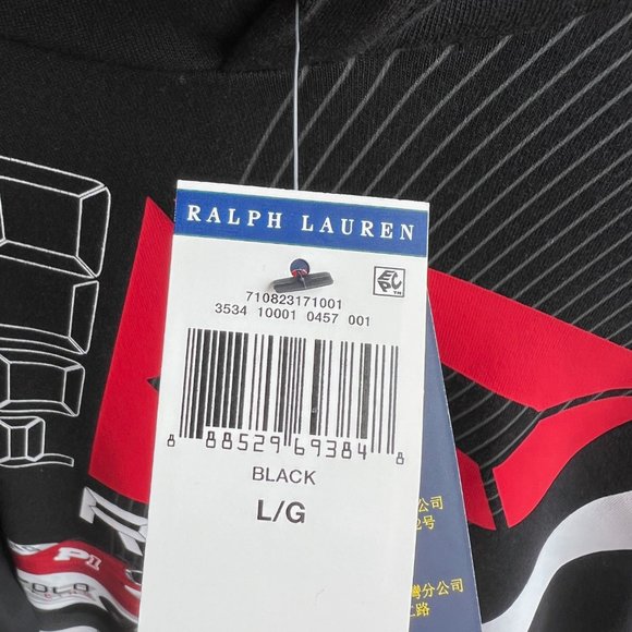 Polo Ralph Lauren Black Interlock Cotton 2021 Racing Car Pullover Hoodie - Picture 4 of 7